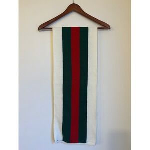 Vintage Gucci Web Stripe Wool Knit Scarf 80s 90s Made in Italy Authentic Classic